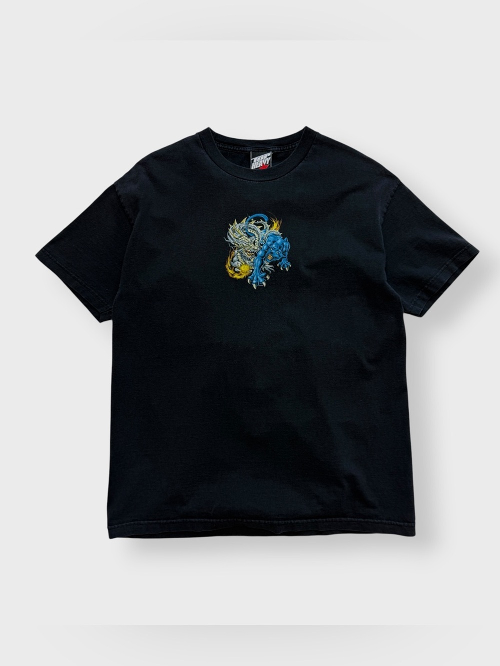 Vintage Y2K Top Heavy Dragon Panther Shirt, Hip Hop Ying Yang Japan 90s L Flame - Picture 1 of 7